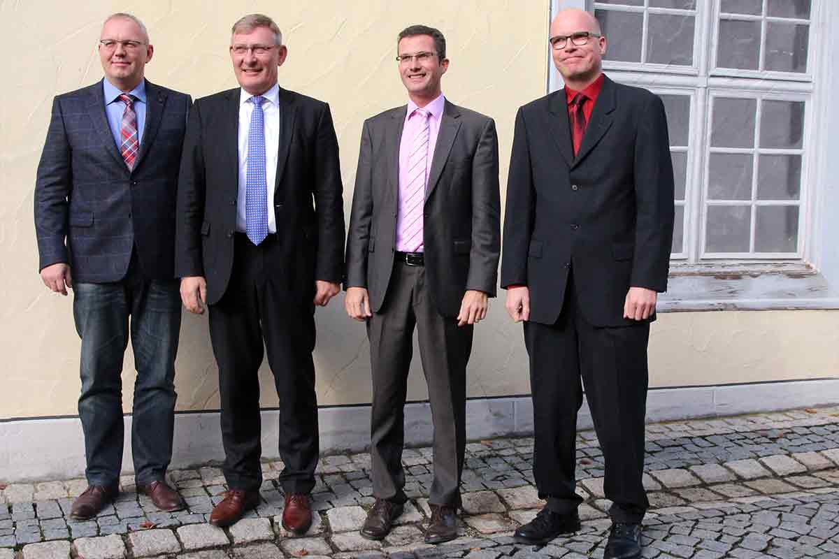 Dezernent Michael Guse, OB Michael Beck, Bürgermeister Jörg Kaltenbach, Verbandsdirektor Marcel Herzberg